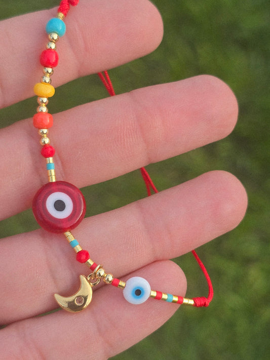 Hilo Rojo con evil eyes ojo turco suerte y protección colores bracelets
