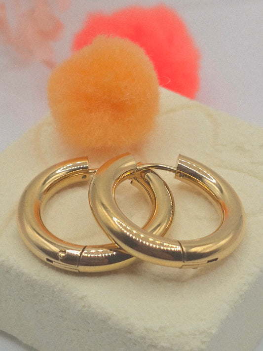 Aretes earring hoops golden stainless steel dorados zarcillos chunky