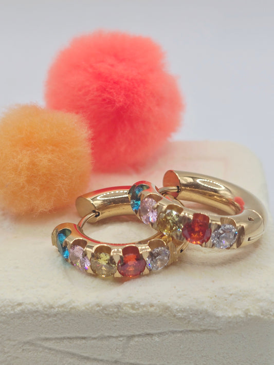 Aretes earring hoops golden stainless steel dorados zarcillos chunky colorfully