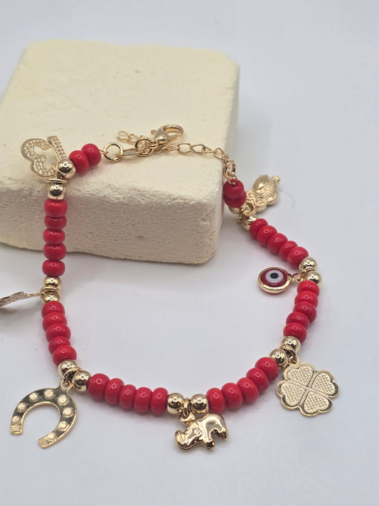 Lucky chamrs bracletes brasilian gold 14K pulsera dijes de la suerte en Oro Laminado 14K