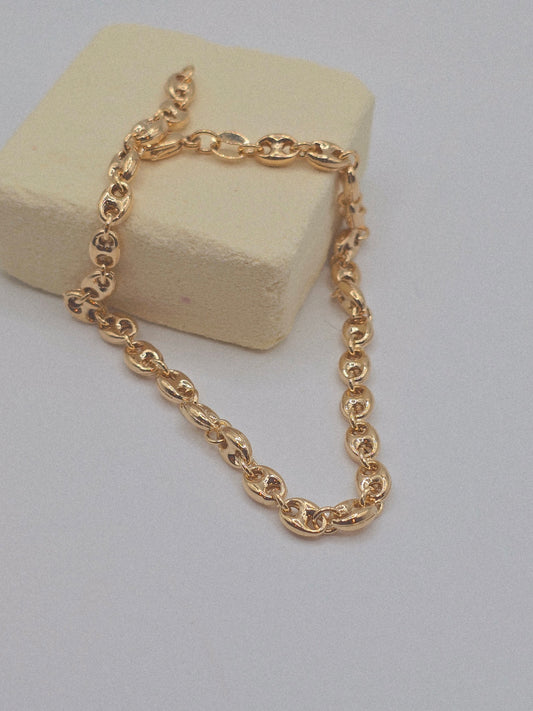 Ankle Brasilian Gold 14K tobillera Oro Laminado 14K tejido granos de café