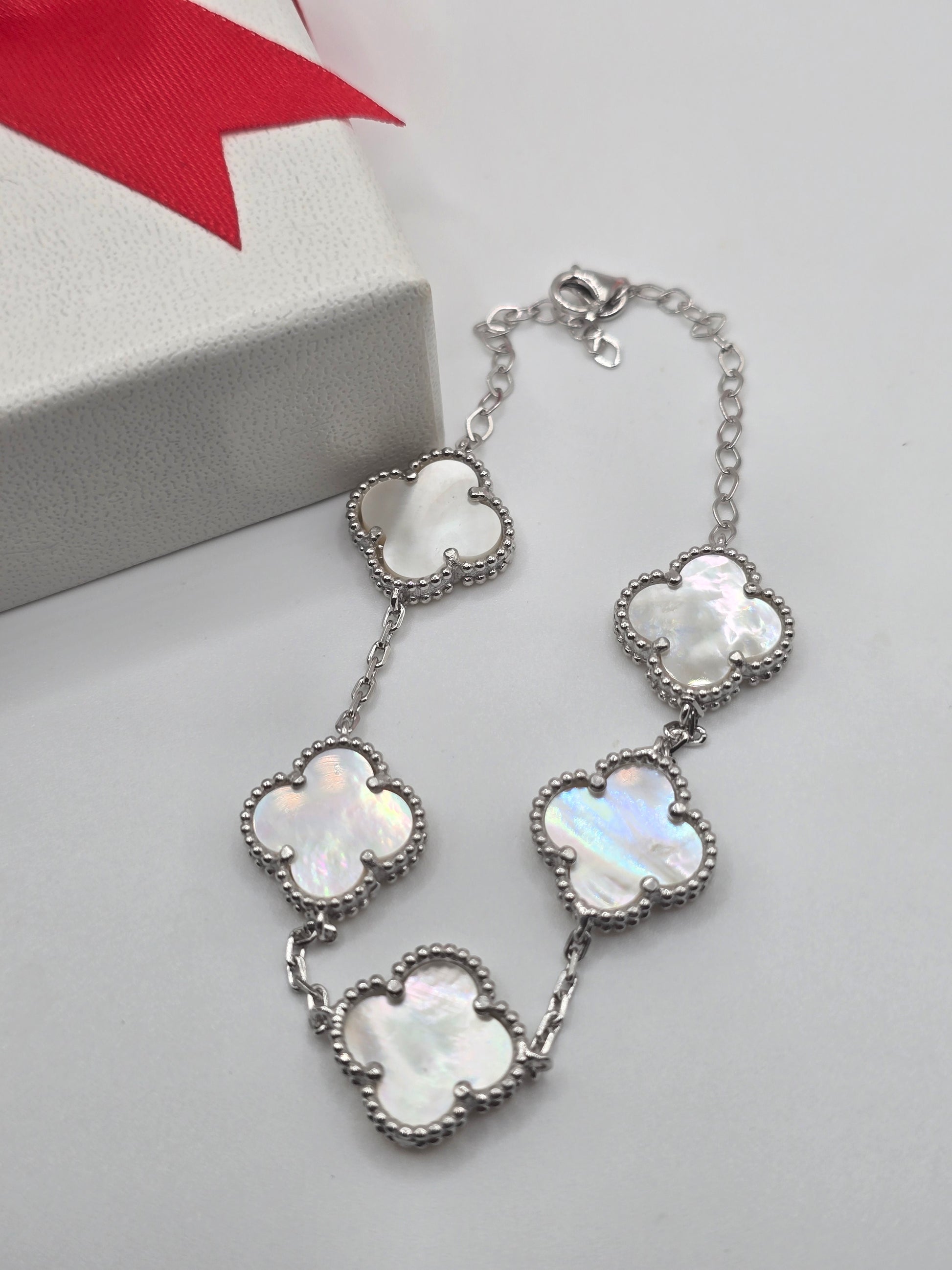 Bracelets sterling silver 4 leaves flowers pulsera en plata 925 flor de 4 hojas oro - Fui Fuiu Jewelry