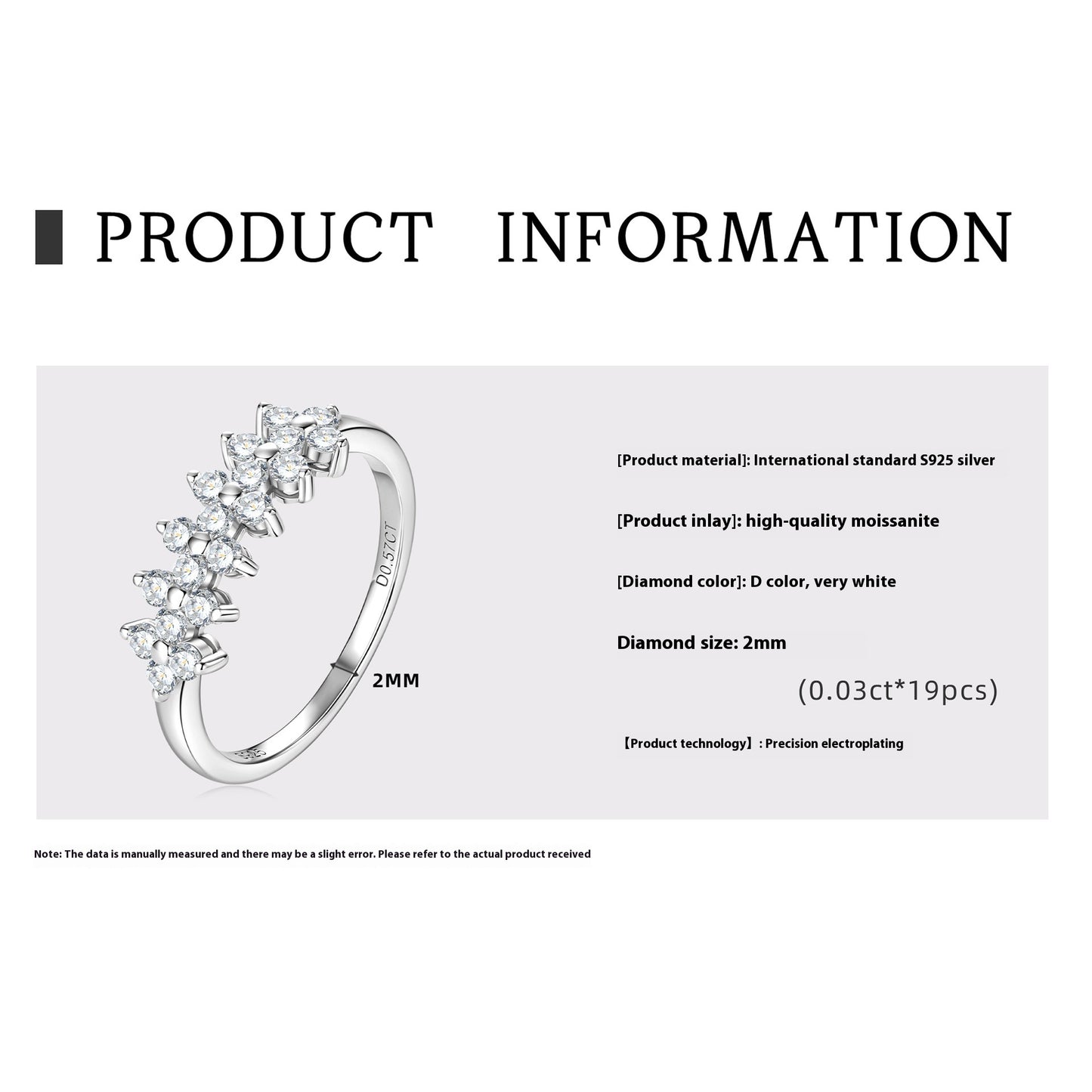 Moissanite S925 Sterling Silver Ring Niche Advanced Sense ring