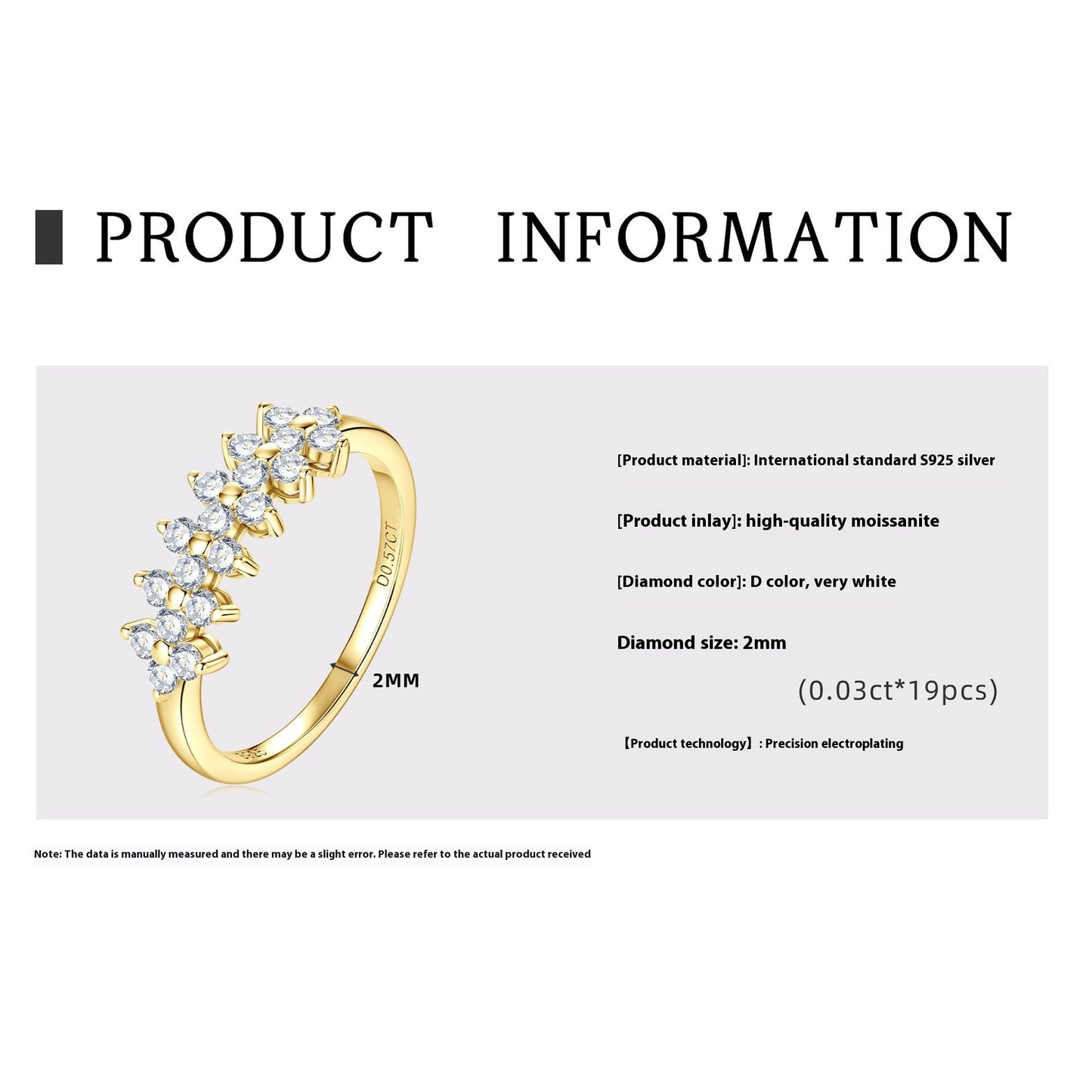 Moissanite S925 Sterling Silver Ring Niche Advanced Sense ring