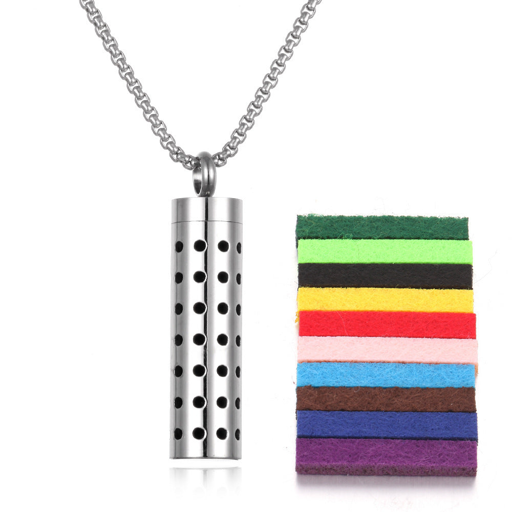 Aromatherapy Pendant Perfume Bottle Essential Oil Titanium Steel necklace