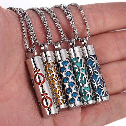 Aromatherapy Pendant Perfume Bottle Essential Oil Titanium Steel necklace