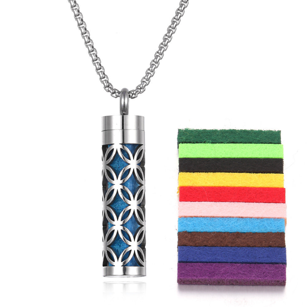 Aromatherapy Pendant Perfume Bottle Essential Oil Titanium Steel necklace