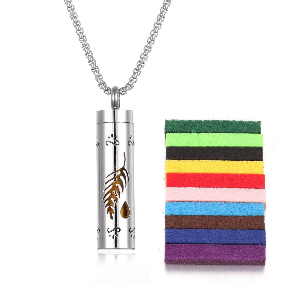 Aromatherapy Pendant Perfume Bottle Essential Oil Titanium Steel necklace