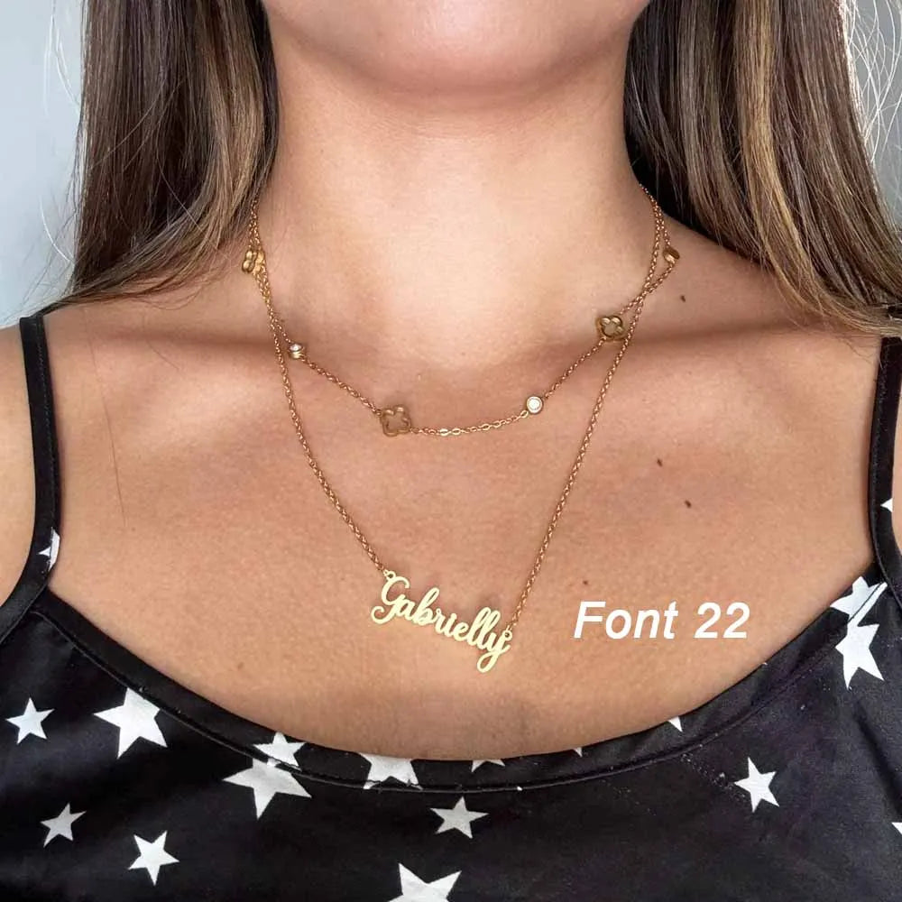 Custom Name Necklace Personalized Golden Choker Stainless Steel Necklaces For Women Man Customized Jewelry Couple Gift - Fui Fuiu Jewelry