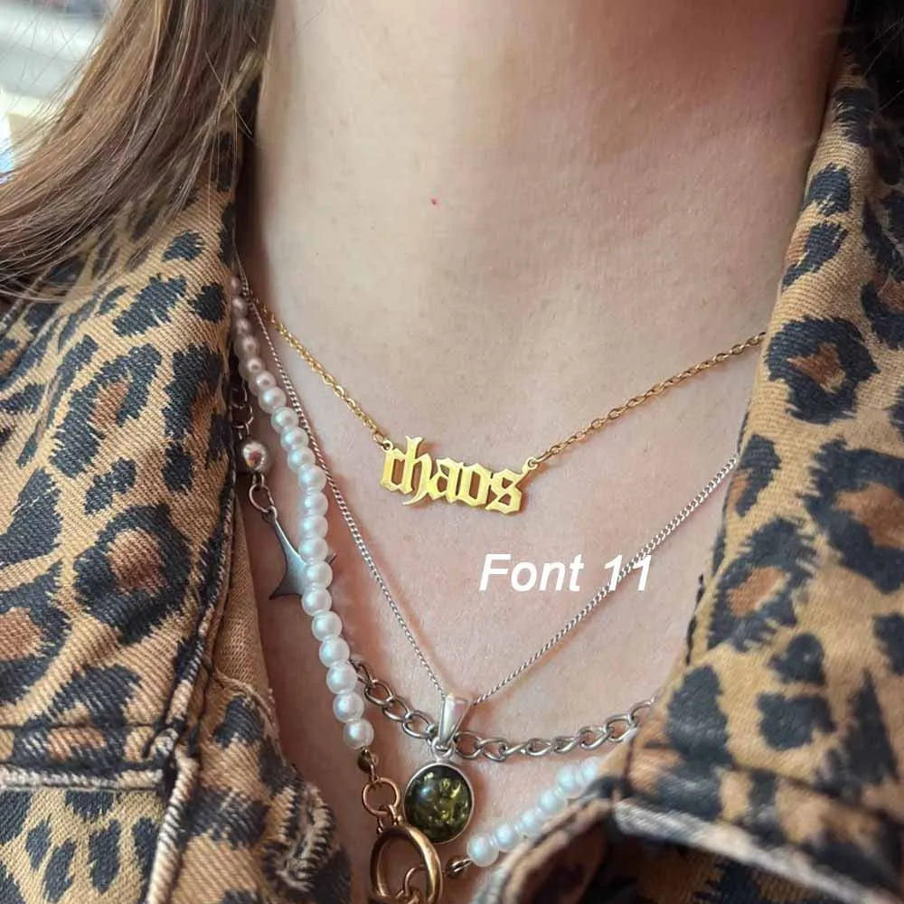 Custom Name Necklace Personalized Golden Choker Stainless Steel Necklaces For Women Man Customized Jewelry Couple Gift - Fui Fuiu Jewelry