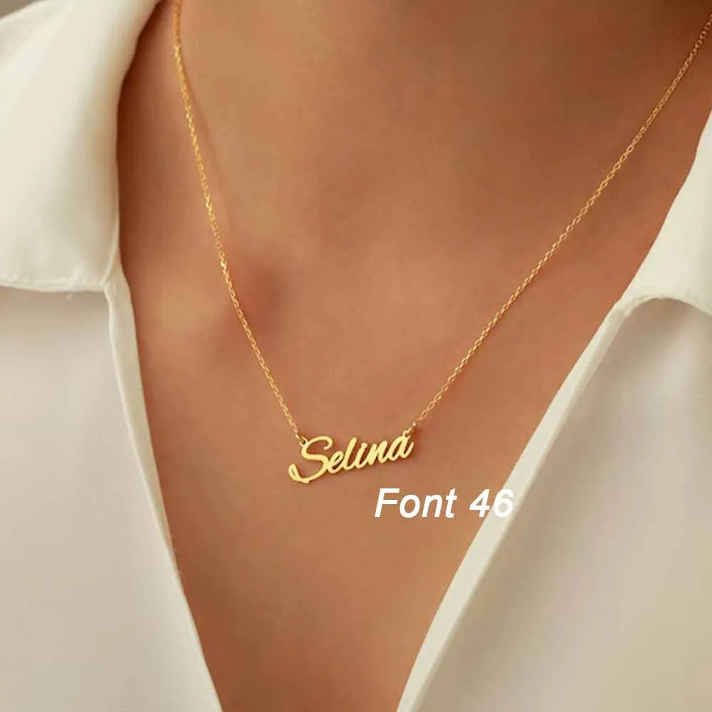 Custom Name Necklace Personalized Golden Choker Stainless Steel Necklaces For Women Man Customized Jewelry Couple Gift - Fui Fuiu Jewelry
