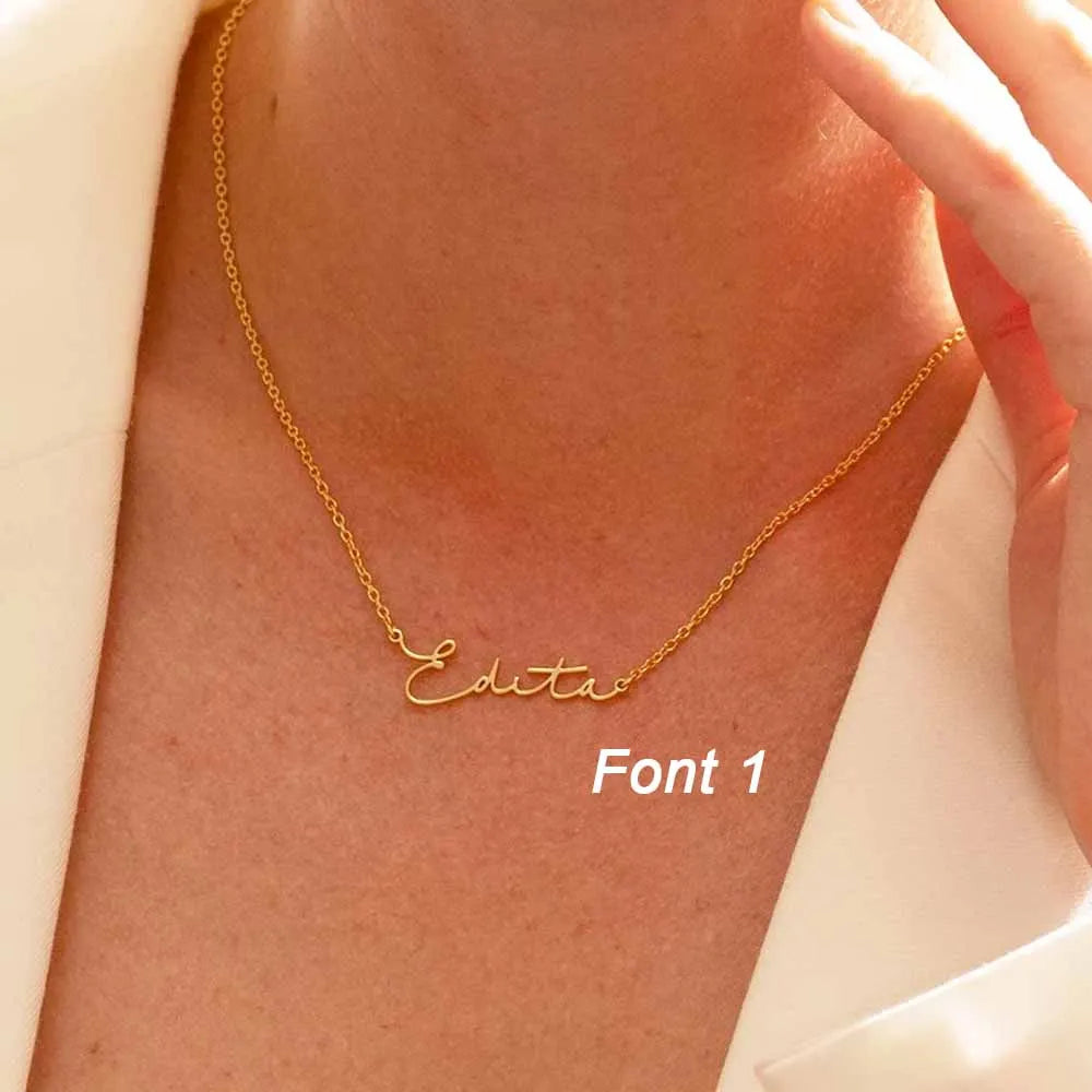 Custom Name Necklace Personalized Golden Choker Stainless Steel Necklaces For Women Man Customized Jewelry Couple Gift - Fui Fuiu Jewelry