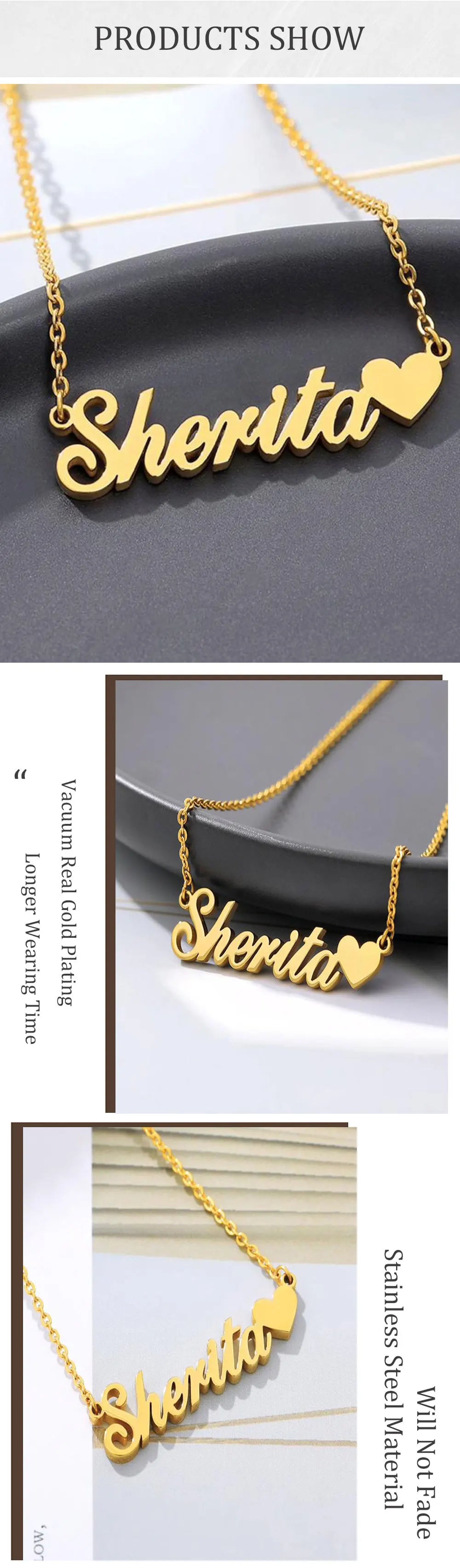 Custom Name with Heart Necklace for Women Stainless Steel Jewelry  Personalized Letter Pendant Gold Chains Choker Christmas Gift - Fui Fuiu Jewelry