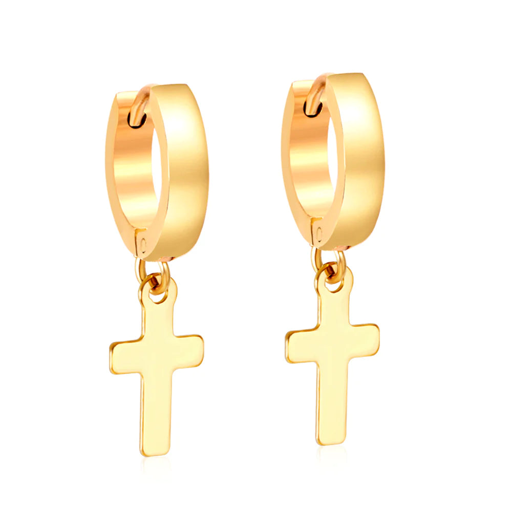 Cross gold  hoops