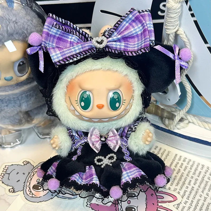Labubu Doll 17cm Fashion Hoodie Clothing BJD Mini Replacement Cartoon Doll Accessory Cute Decorative Item for Figurines - Fui Fuiu Jewelry