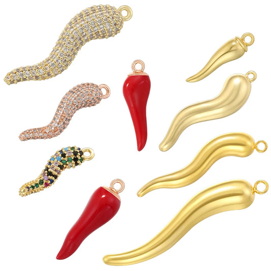 ZHUKOU Red Pepper Enamel Pendant Brass Metal Lucky Pepper Series Collection Pendant DIY Earrings, Bracelets, Necklace Accessory