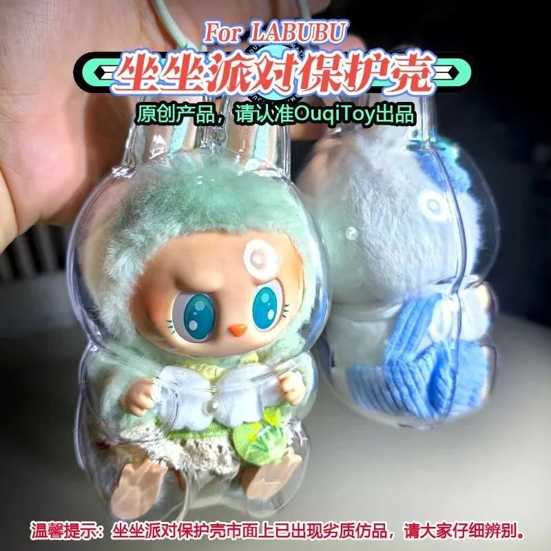 LABUBU V1 V2 transparent protective shell macaron standing protective cover dust cover doll labubu protector case - Fui Fuiu Jewelry