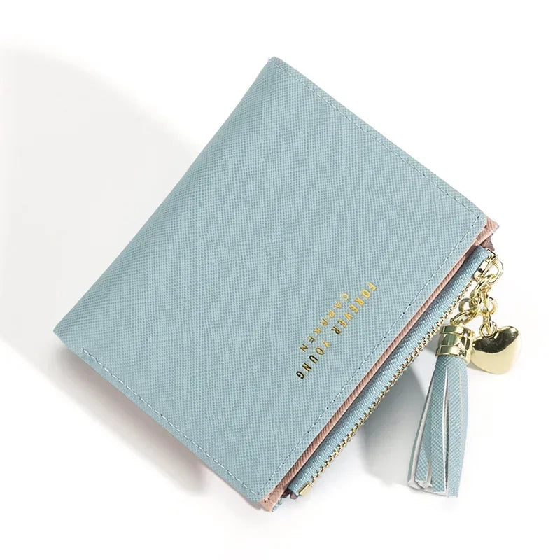 Women's Fashion Wallets Tassel Short Wallet For Woman Zipper Mini rfid Coin Purse Ladies Small Wallet Female Leather Card Holder