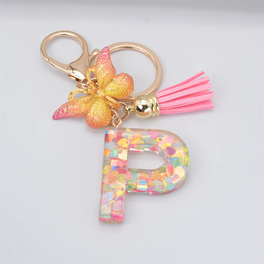 Fashion DIY A-Z Letters keychain Metal Holder Pendent Key Chain Women Car Key Ring Simple Letter Name Key Party Gift Jewelry - Fui Fuiu Jewelry