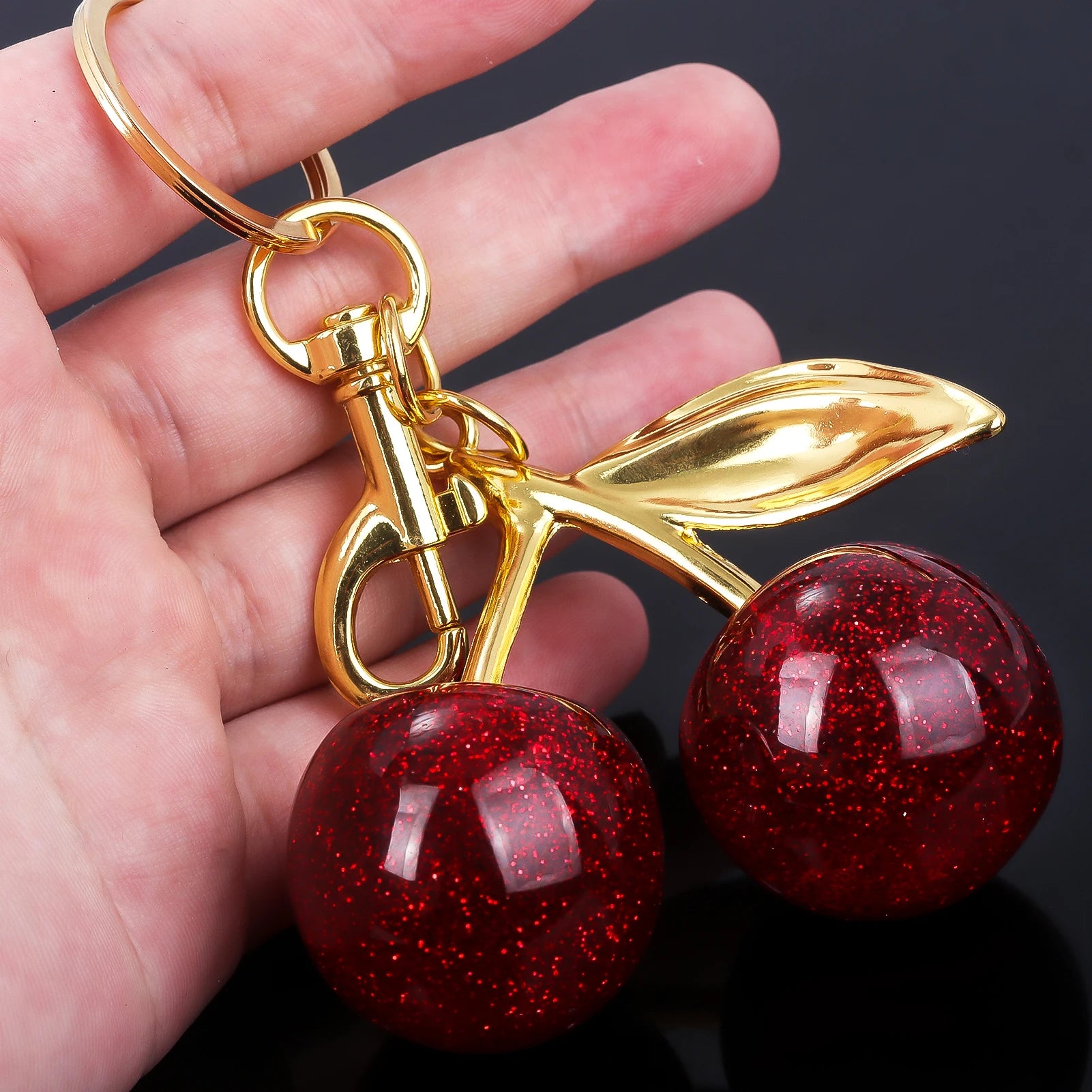 Fashion Delicious Red Cherry Keychain Summer Fruits Cherries Pendant Keyring For Women Men Jewelry Bag Accessories Gift - Fui Fuiu Jewelry