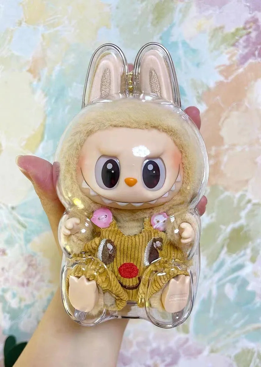 LABUBU V1 V2 transparent protective shell macaron standing protective cover dust cover doll labubu protector case - Fui Fuiu Jewelry