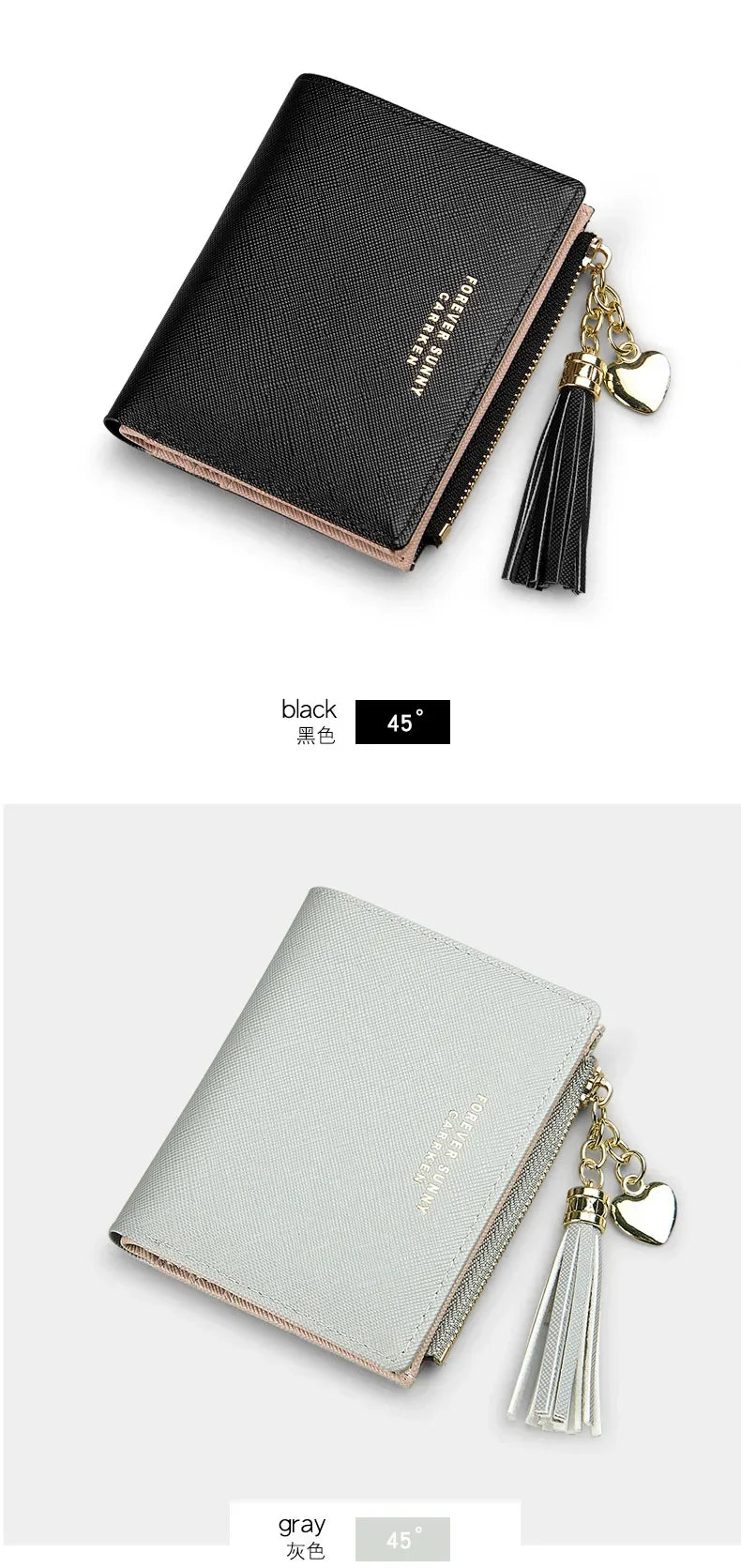 Women's Fashion Wallets Tassel Short Wallet For Woman Zipper Mini rfid Coin Purse Ladies Small Wallet Female Leather Card Holder