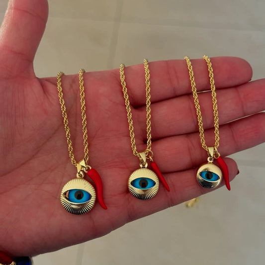 1Pcs 16mm/21mm/27mm Blue Turkish Evil Eye Pepper Charms Pendants Necklace For Women Jewelry Gift