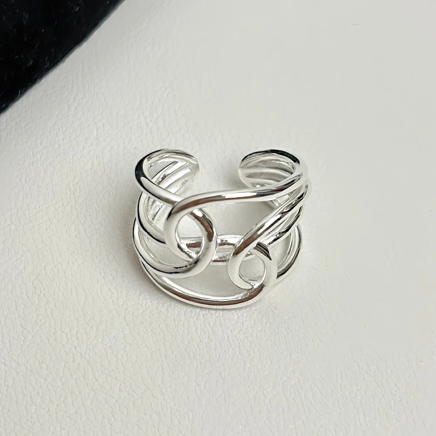 Sam Panda 925 Sterling Silver Rings For Women Men Fine Jewelry Finger Adjustable Open Vintage Chain Ring For Party Birthday Gift