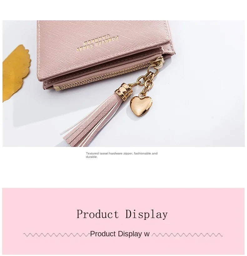 Women's Fashion Wallets Tassel Short Wallet For Woman Zipper Mini rfid Coin Purse Ladies Small Wallet Female Leather Card Holder