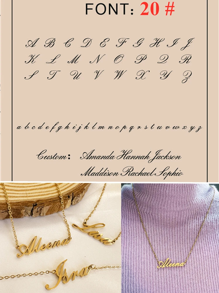 Custom Name Necklace Personalized Golden Choker Stainless Steel Necklaces For Women Man Customized Jewelry Couple Gift - Fui Fuiu Jewelry