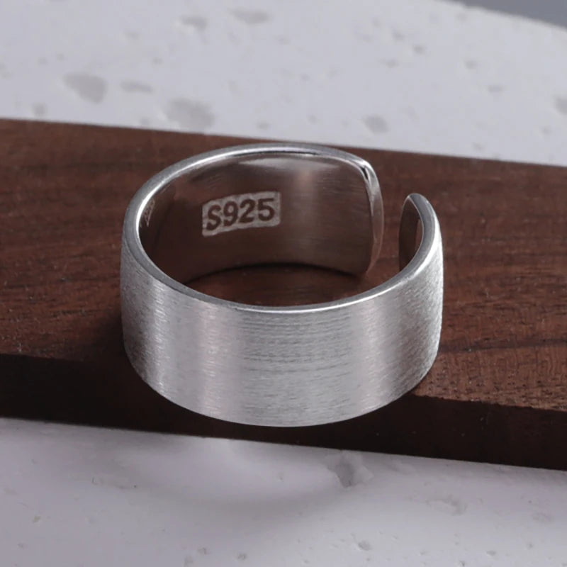 Sam Panda 925 Sterling Silver Rings For Women Men Fine Jewelry Finger Adjustable Open Vintage Chain Ring For Party Birthday Gift