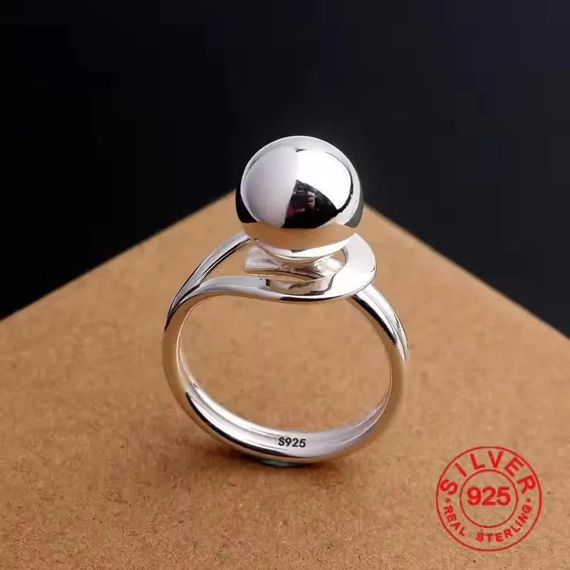 Sam Panda 925 Sterling Silver Rings For Women Men Fine Jewelry Finger Adjustable Open Vintage Chain Ring For Party Birthday Gift