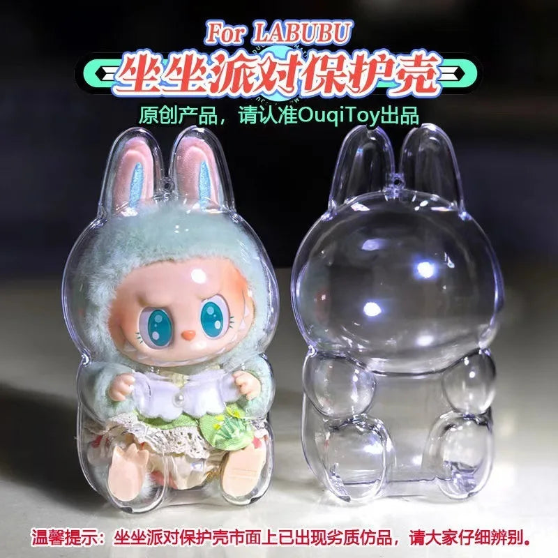 LABUBU V1 V2 transparent protective shell macaron standing protective cover dust cover doll labubu protector case - Fui Fuiu Jewelry
