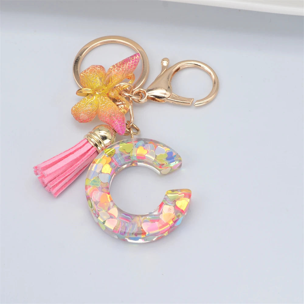 Fashion DIY A-Z Letters keychain Metal Holder Pendent Key Chain Women Car Key Ring Simple Letter Name Key Party Gift Jewelry - Fui Fuiu Jewelry