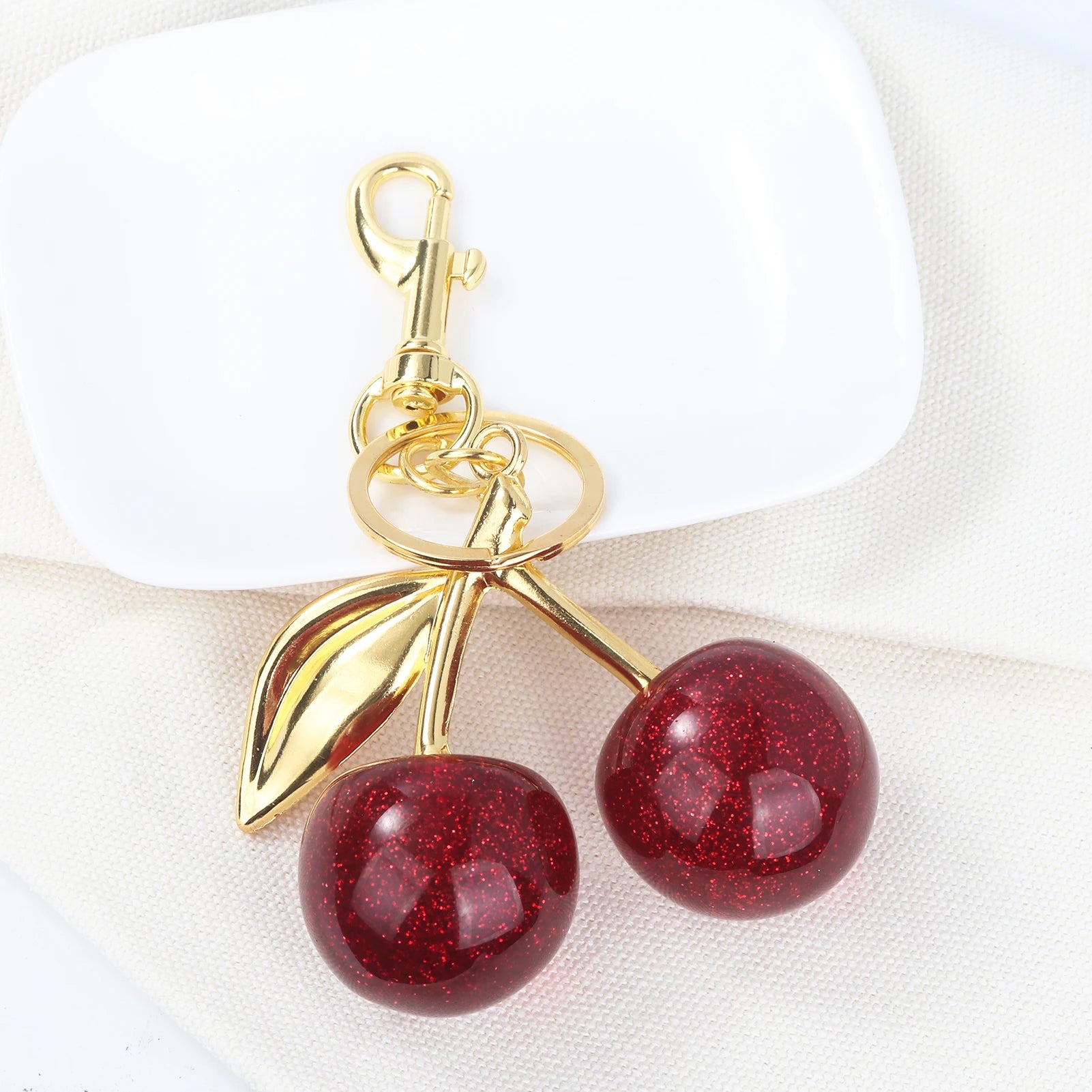 Fashion Delicious Red Cherry Keychain Summer Fruits Cherries Pendant Keyring For Women Men Jewelry Bag Accessories Gift - Fui Fuiu Jewelry