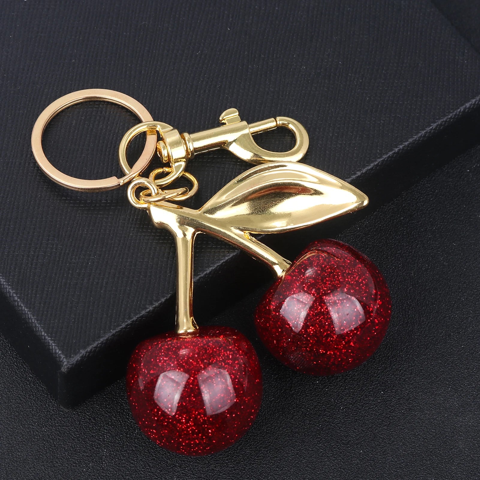 Fashion Delicious Red Cherry Keychain Summer Fruits Cherries Pendant Keyring For Women Men Jewelry Bag Accessories Gift - Fui Fuiu Jewelry
