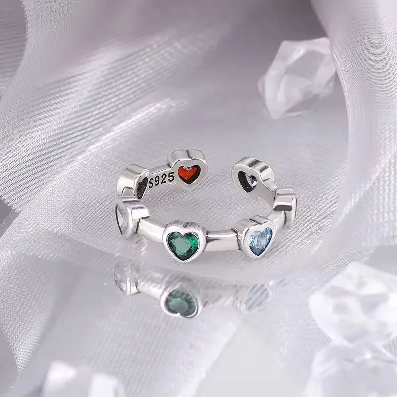 Sam Panda 925 Sterling Silver Rings For Women Men Fine Jewelry Finger Adjustable Open Vintage Chain Ring For Party Birthday Gift
