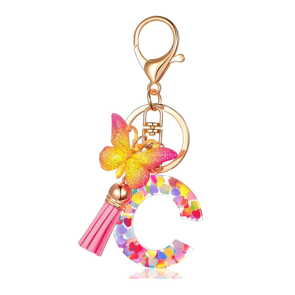 Fashion DIY A-Z Letters keychain Metal Holder Pendent Key Chain Women Car Key Ring Simple Letter Name Key Party Gift Jewelry - Fui Fuiu Jewelry