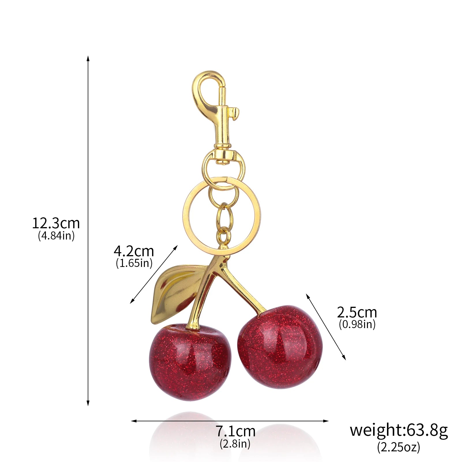 Fashion Delicious Red Cherry Keychain Summer Fruits Cherries Pendant Keyring For Women Men Jewelry Bag Accessories Gift - Fui Fuiu Jewelry