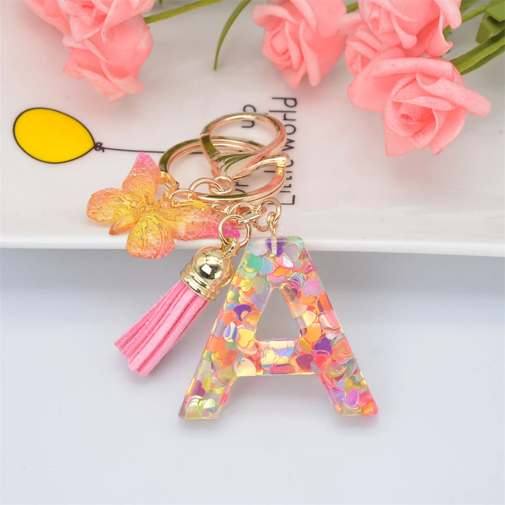 Fashion DIY A-Z Letters keychain Metal Holder Pendent Key Chain Women Car Key Ring Simple Letter Name Key Party Gift Jewelry - Fui Fuiu Jewelry