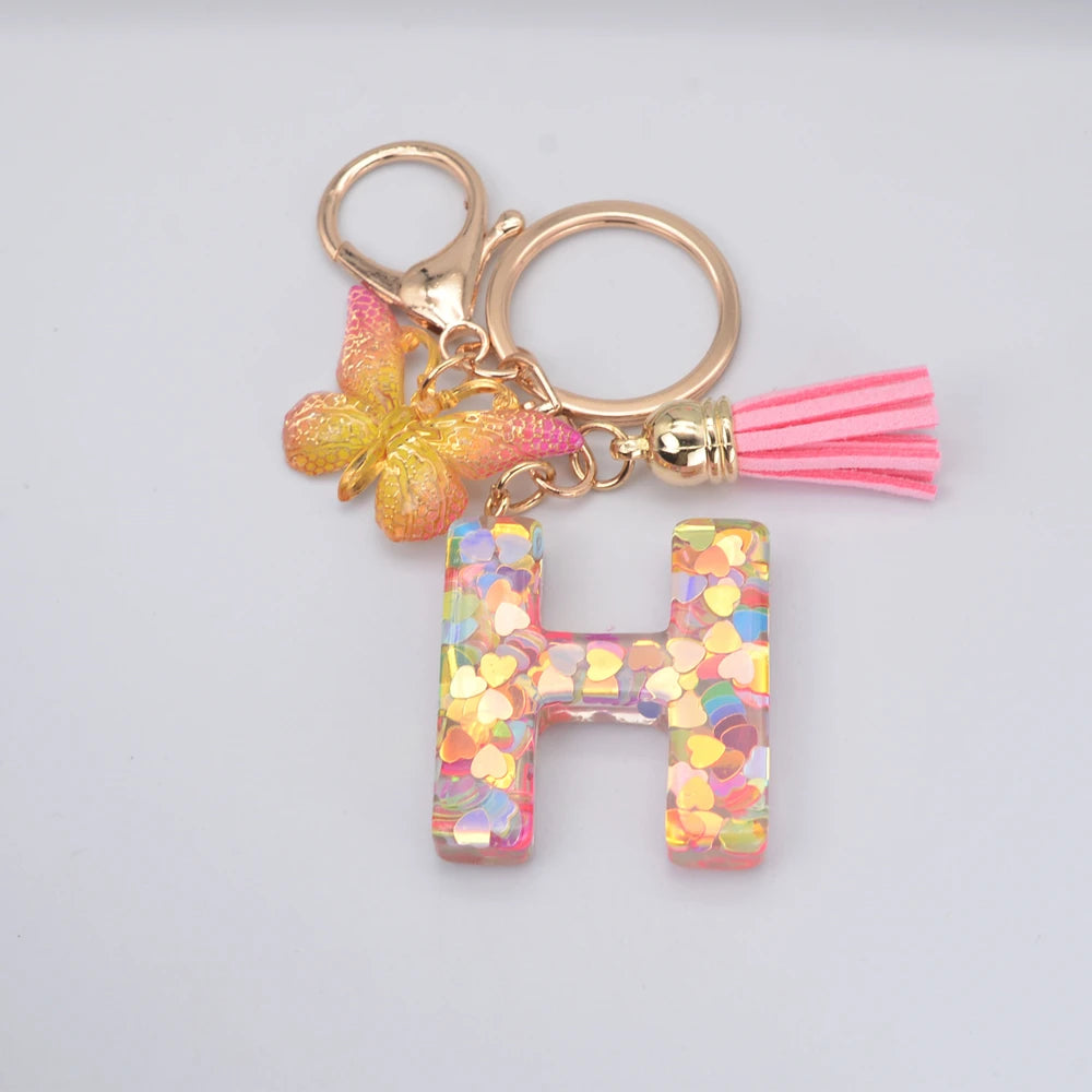 Fashion DIY A-Z Letters keychain Metal Holder Pendent Key Chain Women Car Key Ring Simple Letter Name Key Party Gift Jewelry - Fui Fuiu Jewelry