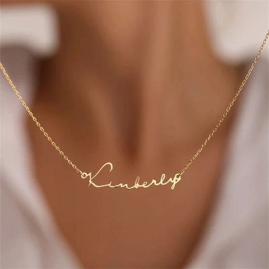 Custom Name Necklace Personalized Golden Choker Stainless Steel Necklaces For Women Man Customized Jewelry Couple Gift - Fui Fuiu Jewelry