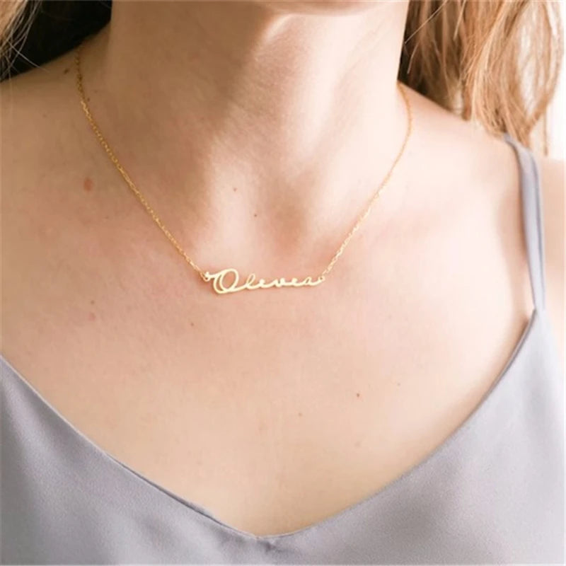 Custom Name Necklace Personalized Golden Choker Stainless Steel Necklaces For Women Man Customized Jewelry Couple Gift - Fui Fuiu Jewelry