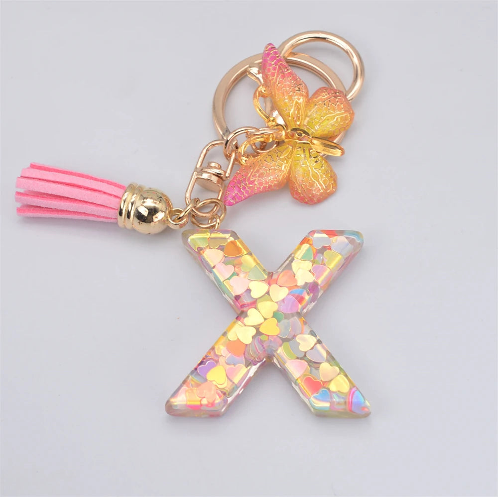 Fashion DIY A-Z Letters keychain Metal Holder Pendent Key Chain Women Car Key Ring Simple Letter Name Key Party Gift Jewelry - Fui Fuiu Jewelry