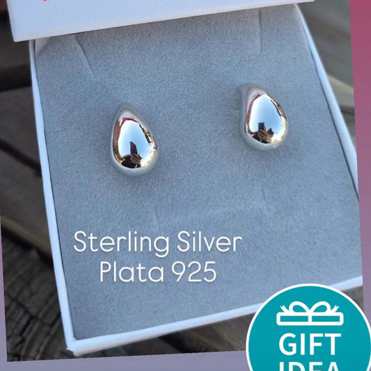 Sterling Silver earrings like drops. Aretes Gotas en Plata 925