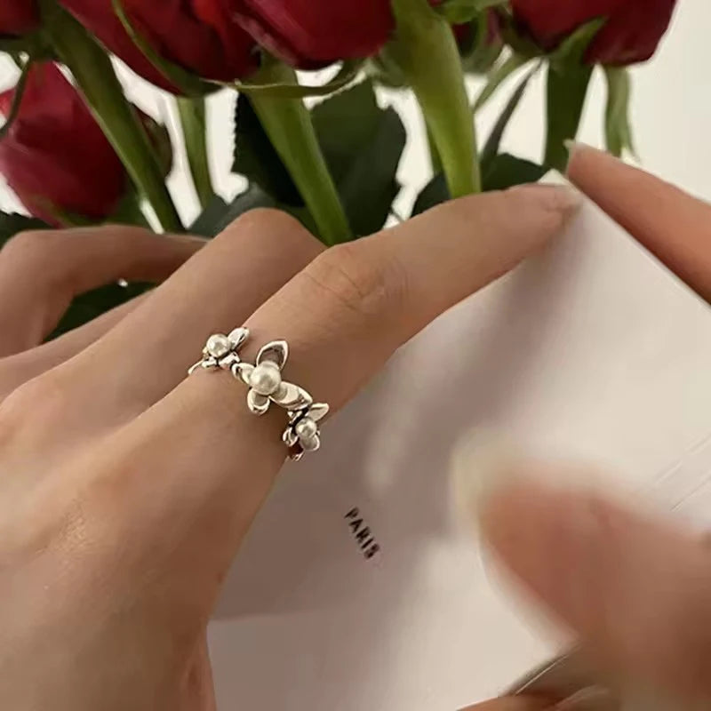 Sam Panda 925 Sterling Silver Rings For Women Men Fine Jewelry Finger Adjustable Open Vintage Chain Ring For Party Birthday Gift