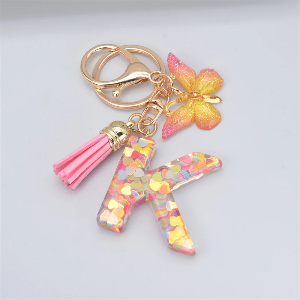 Fashion DIY A-Z Letters keychain Metal Holder Pendent Key Chain Women Car Key Ring Simple Letter Name Key Party Gift Jewelry - Fui Fuiu Jewelry
