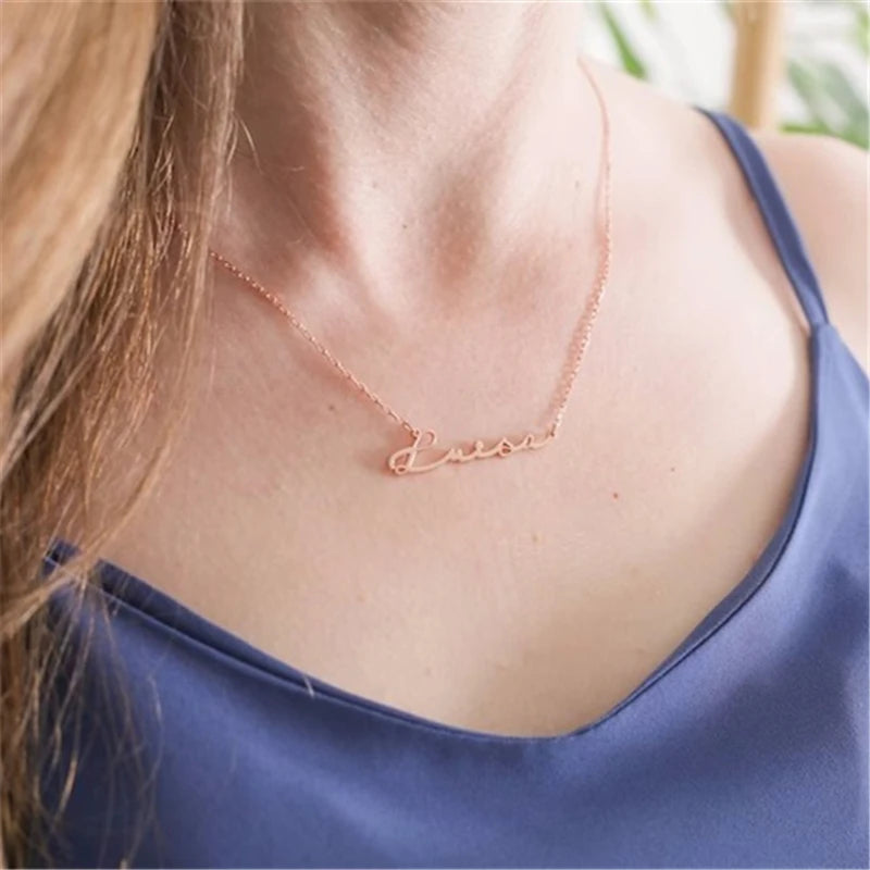 Custom Name Necklace Personalized Golden Choker Stainless Steel Necklaces For Women Man Customized Jewelry Couple Gift - Fui Fuiu Jewelry