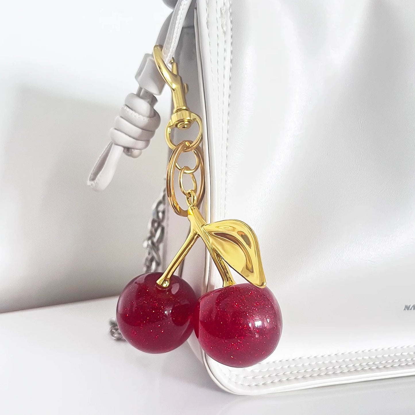 Fashion Delicious Red Cherry Keychain Summer Fruits Cherries Pendant Keyring For Women Men Jewelry Bag Accessories Gift - Fui Fuiu Jewelry