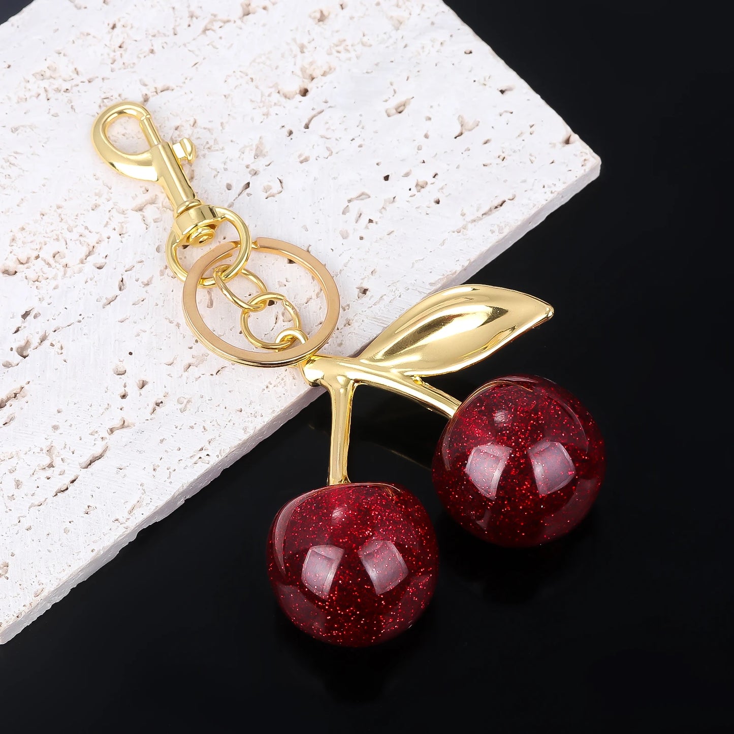 Fashion Delicious Red Cherry Keychain Summer Fruits Cherries Pendant Keyring For Women Men Jewelry Bag Accessories Gift - Fui Fuiu Jewelry